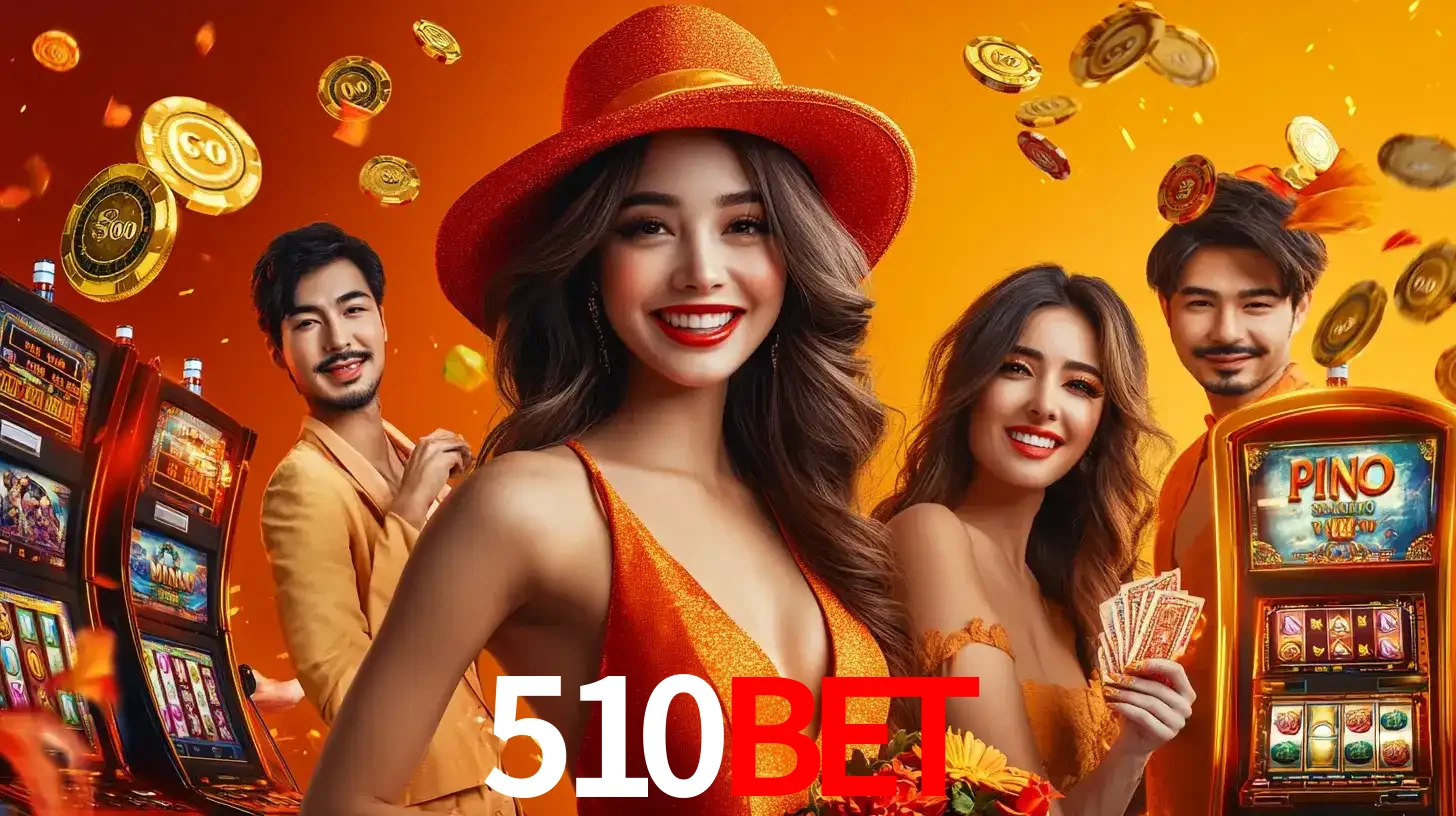 Grupo de amigos asiáticos sorrindo e se divertindo com máquinas de caça-níqueis em um ambiente festivo, celebrando suas vitórias nos jogos de cassino do 510BET.